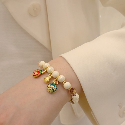 Lingyin Temple Incense Ash Glazed Glass Bracelet Color